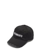 Mens Accessories Vetements - Logo-embroidered Cotton-twill Cap - Mens - Black