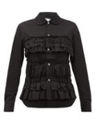 Matchesfashion.com Comme Des Garons Comme Des Garons - Ruffle Trim Cotton Poplin Shirt - Womens - Black