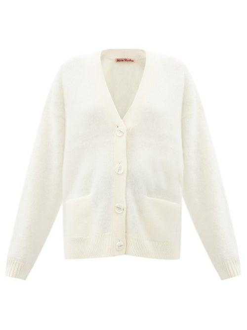 Matchesfashion.com Acne Studios - V-neck Brushed-knit Cardigan - Womens - Ivory