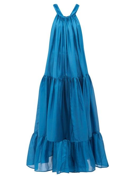 Matchesfashion.com Kalita - Asiri Tiered Silk Maxi Dress - Womens - Green