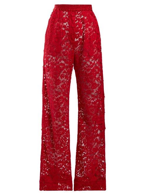 Matchesfashion.com Dolce & Gabbana - Flared Chantilly Lace Trousers - Womens - Red