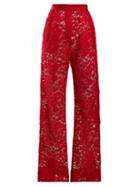 Matchesfashion.com Dolce & Gabbana - Flared Chantilly Lace Trousers - Womens - Red