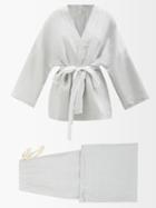 Deiji Studios - 01 Long Linen Pyjama Set - Womens - Light Grey