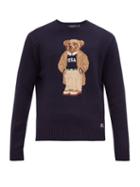 Matchesfashion.com Polo Ralph Lauren - Crew Neck Bear Intarsia Wool Sweater - Mens - Navy