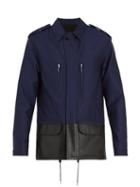 Matchesfashion.com Berluti - Contrast Leather Panel Cotton Blend Jacket - Mens - Navy