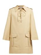Matchesfashion.com Franoise - Lace Up Cotton Mini Dress - Womens - Beige