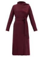 Harris Wharf London - Buttoned-collar Pressed-wool Coat - Womens - Burgundy