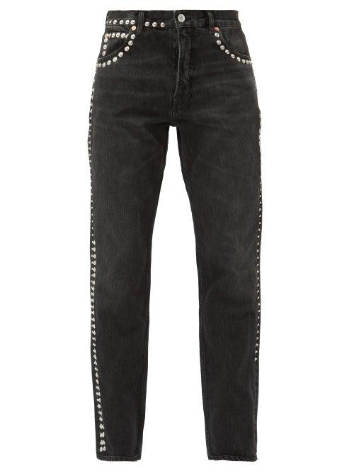 Matchesfashion.com Martine Rose - Studded Straight Leg Jeans - Womens - Black