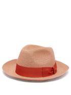 Matchesfashion.com Borsalino - Grosgrain Trim Hemp Panama Hat - Mens - Brown