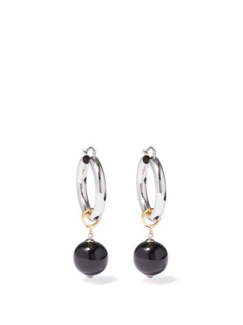 Jil Sander - Bead-drop Hoop Earrings - Womens - Silver