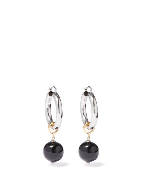 Jil Sander - Bead-drop Hoop Earrings - Womens - Silver