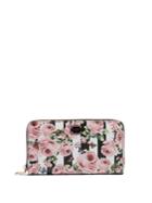 Dolce & Gabbana Rose And Stripe-print Zip-around Leather Wallet