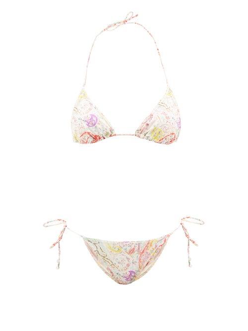 Etro - Dreams Paisley-print Triangle Bikini - Womens - White Print