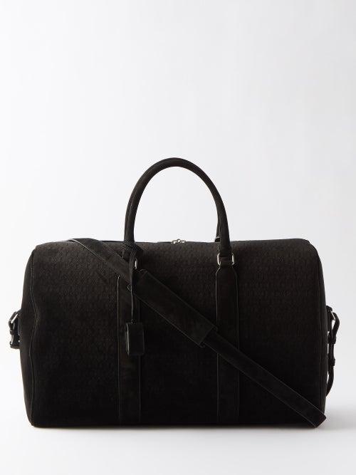 Saint Laurent - 48h Ysl-monogram Velvet And Leather Holdall - Mens - Black