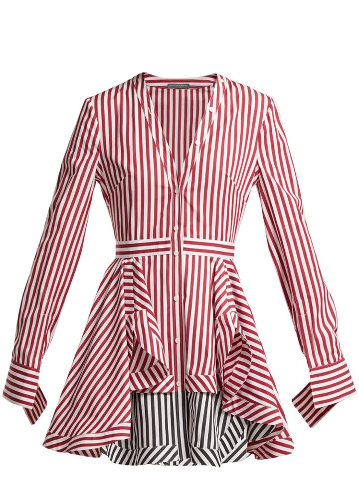 Alexander Mcqueen Striped Cotton-poplin Mini Dress
