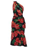 Matchesfashion.com Dolce & Gabbana - Halterneck Floral-print Silk-blend Midi Dress - Womens - Red Multi