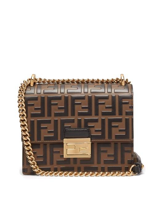Matchesfashion.com Fendi - Kan I Small Ff Embossed Leather Cross Body Bag - Womens - Black Multi