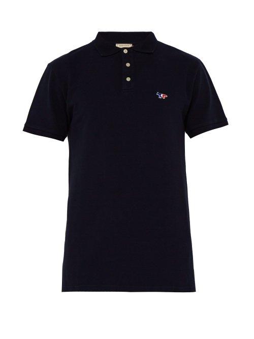 Matchesfashion.com Maison Kitsun - Fox Embroidered Cotton Piqu Polo Shirt - Mens - Navy