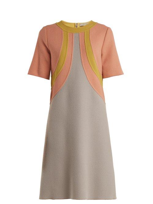 Matchesfashion.com Bottega Veneta - Colour Block Wool Dress - Womens - Blue Multi