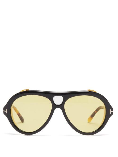 Mens Eyewear Tom Ford Eyewear - Neughman Aviator Acetate Sunglasses - Mens - Brown