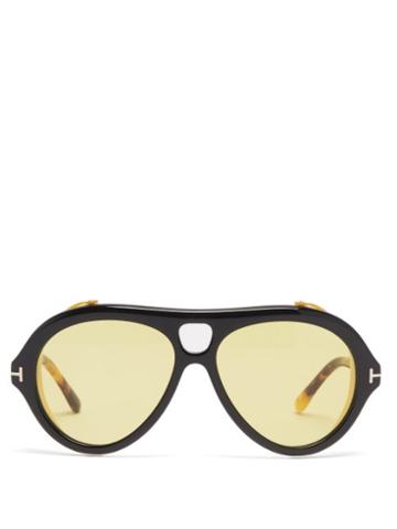 Mens Eyewear Tom Ford Eyewear - Neughman Aviator Acetate Sunglasses - Mens - Brown
