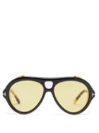 Mens Eyewear Tom Ford Eyewear - Neughman Aviator Acetate Sunglasses - Mens - Brown