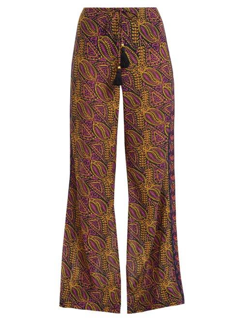 Matchesfashion.com Figue - Estela Paisley Print Cotton Blend Trousers - Womens - Blue Multi