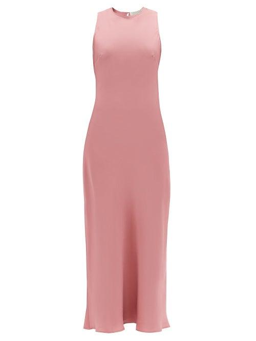 Matchesfashion.com Asceno - The Valencia Silk-twill Midi Dress - Womens - Dusty Pink