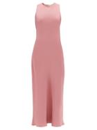 Matchesfashion.com Asceno - The Valencia Silk-twill Midi Dress - Womens - Dusty Pink