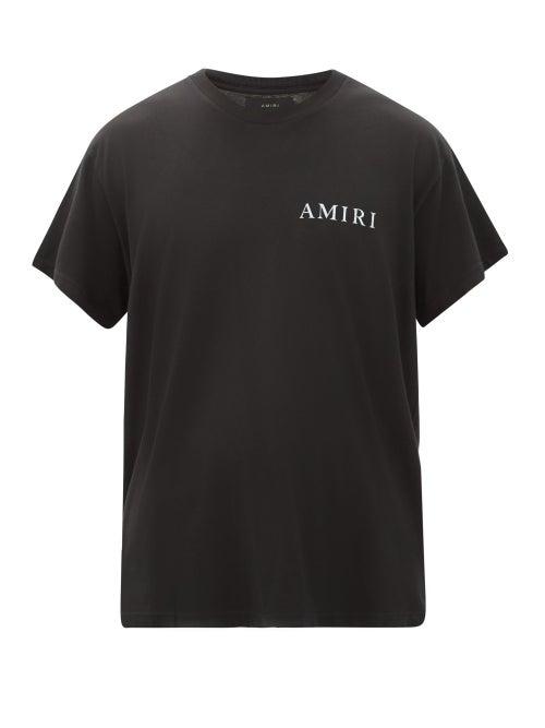 Matchesfashion.com Amiri - Floral-logo Print Cotton-jersey T-shirt - Mens - Black