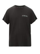 Matchesfashion.com Amiri - Floral-logo Print Cotton-jersey T-shirt - Mens - Black