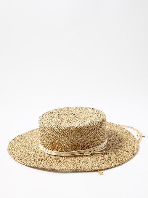 Ruslan Baginskiy - Chain-embellished Straw Hat - Womens - Natural