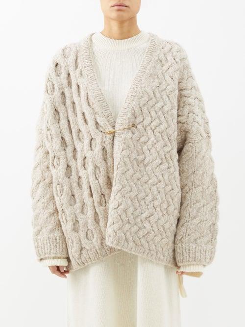 Lauren Manoogian - Wale Alpaca-blend Chunky-knit Cardigan - Womens - Light Grey