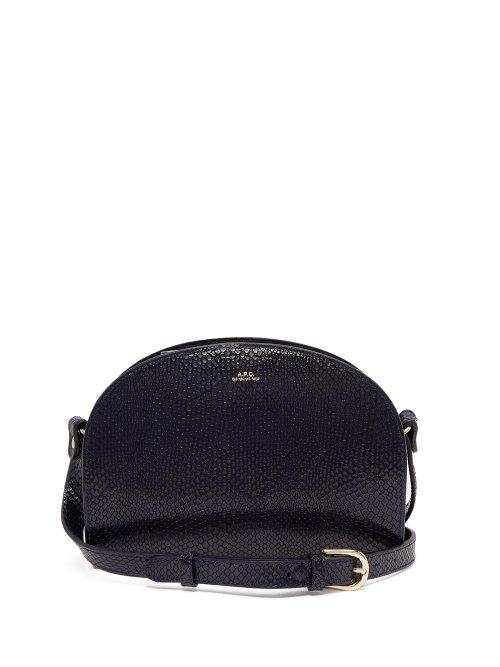 Matchesfashion.com A.p.c. - Half Moon Snake Effect Leather Cross Body Bag - Womens - Dark Blue