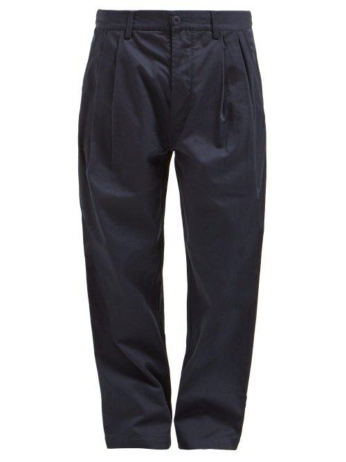 Matchesfashion.com Maharishi - Relaxed Leg Cotton Twill Chino Trousers - Womens - Navy