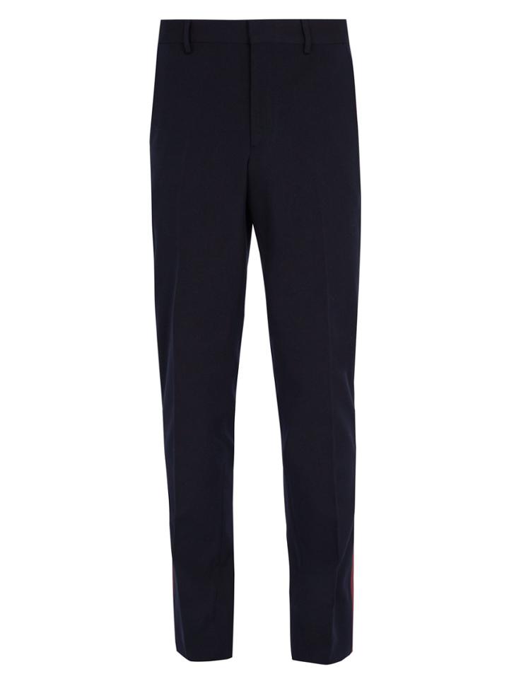Burberry Slim-leg Side-stripe Wool-blend Trousers
