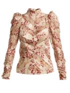 Matchesfashion.com Zimmermann - Unbridled Floral Print Silk Blend Blouse - Womens - Burgundy Print