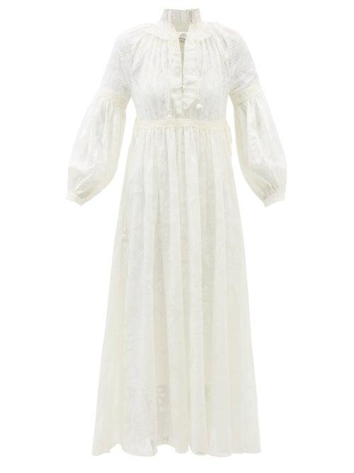 Zimmermann - Tropicana Lantern Floral-print Crepe Midi Dress - Womens - Ivory