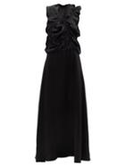 Albus Lumen - Evadere Ruched Silk-satin Dress - Womens - Black