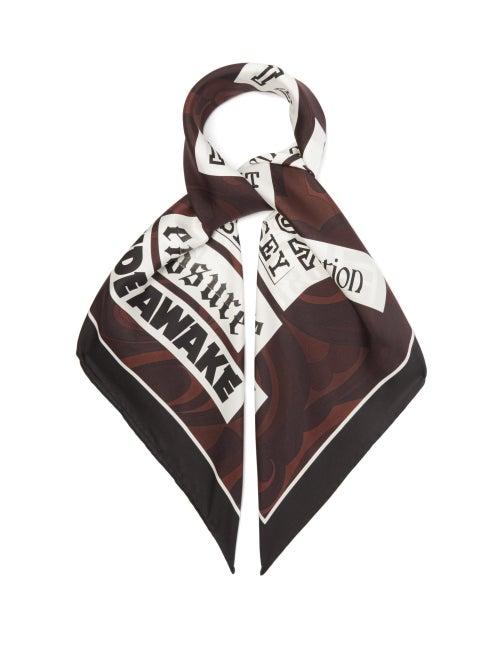 Matchesfashion.com Raf Simons - Swirl-print Silk-twill Scarf - Womens - Brown Multi