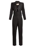 Matchesfashion.com Alexandre Vauthier - V Neck Cummerbund Tuxedo Jumpsuit - Womens - Black