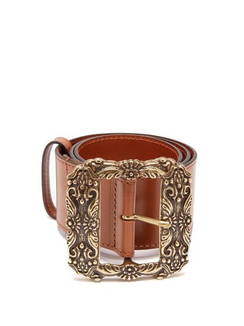 Matchesfashion.com Etro - Engraved Buckled Leather Belt - Womens - Tan