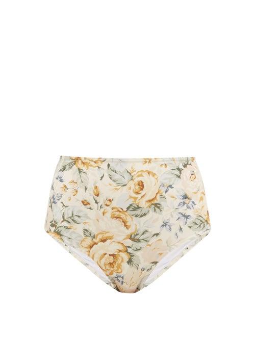 Matchesfashion.com Ephemera - Floral-print High-rise Bikini Briefs - Womens - Yellow Multi