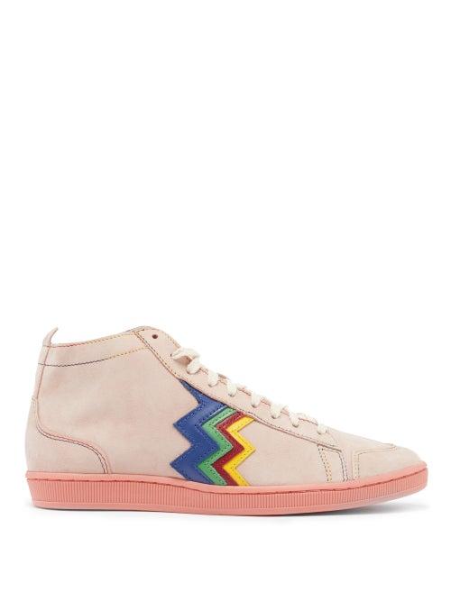 Matchesfashion.com M Missoni - Zigzag-appliqu Suede High-top Trainers - Womens - Pink
