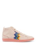 Matchesfashion.com M Missoni - Zigzag-appliqu Suede High-top Trainers - Womens - Pink