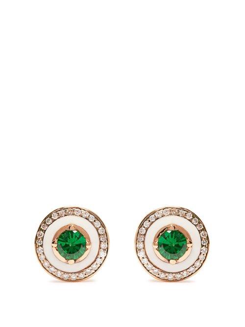 Matchesfashion.com Selim Mouzannar - 18kt Gold, Diamond & Tsavorite Earrings - Womens - Green