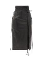 Matchesfashion.com 16arlington - Lucerne Lace-up Leather Midi Skirt - Womens - Black