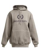 Matchesfashion.com Balenciaga - Bb Logo Cotton Blend Hooded Sweatshirt - Womens - Grey Multi
