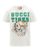 Gucci - Gucci Tiger-print Cotton-jersey T-shirt - Mens - Cream