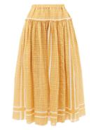 Matchesfashion.com Sara Lanzi - Dot-print Voile Midi Skirt - Womens - Yellow